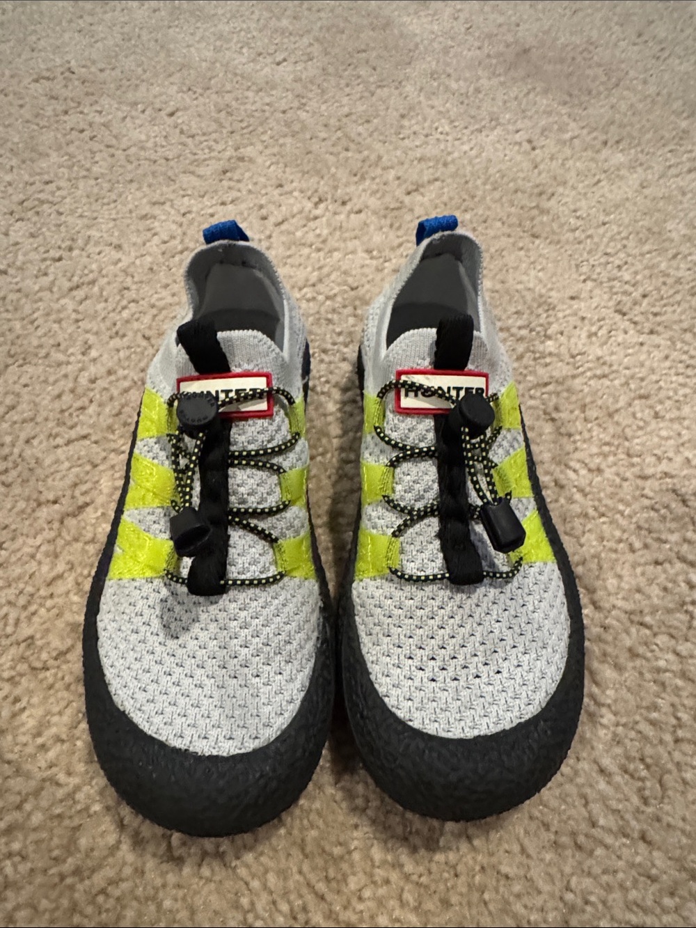 Hunter Kids Water Shoes- Gray Knit with Neon Yellow Straps